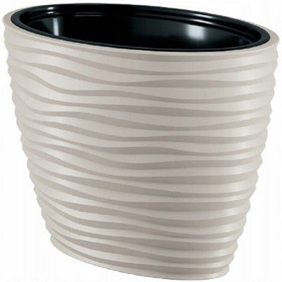 B2C Large Tall Plant Pot Oval Ellipse Dunes Flower Indoor Garden Patio Planter Light Grey 40Cm from B&Q