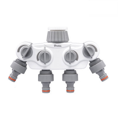 B2C Garden Hose Connectors Fittings Universal Standard Hozelock Compatible White 4 Way Splitter from B&Q