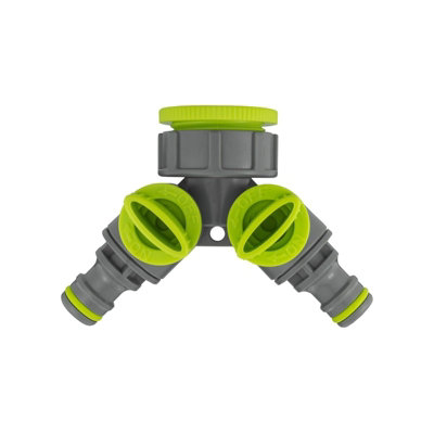 B2C Garden Hose  Connectors Fittings Universal Standard Hozelock Compatible Lime Male 2 Way Splitter from B&Q