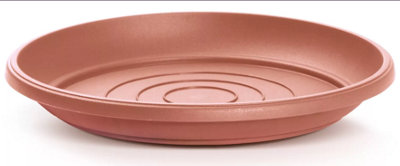 B2C Round Plastic Water Plant Pot Saucer Trays Terracotta  14Cm from B&Q