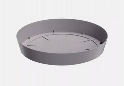 B&Q -  Round Plastic Water Plant Pot Saucer Trays Grey 27Cm