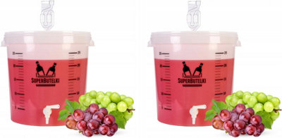 B2C 2 X 30L Brewing Fermenting Wine Pickling Bucket Set With Airlock Tap Bung from B&Q