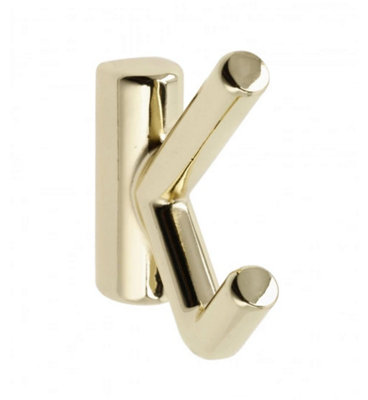 B2C Coat Hat Hooks Twin Robe Door Dress Bathroom Towel Bag Wall Hanger Lens Brass from B&Q