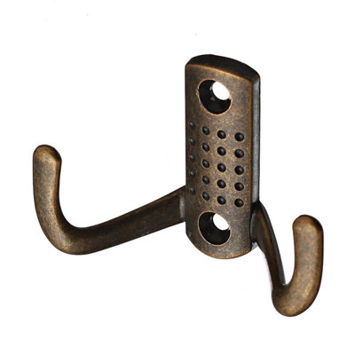 B2C Coat Hat Hooks Twin Robe Door Dress Bathroom Towel Bag Wall Hanger Antique Brass K23-B0 from B&Q