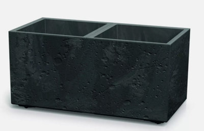 B2C Plant Flower Pot Concrete Square Planter Inner Pot Garden Patio Home Black Concrete RectangleSmall from B&Q