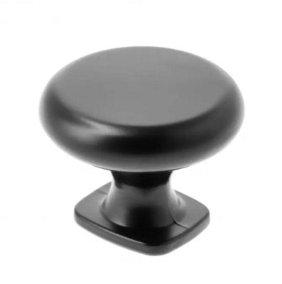B2C Kitchen Cupboard Cabinet Door Drawer Round Knob Handle Lorena By Gtv Black Matt from B&Q