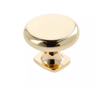B2C Kitchen Cupboard Cabinet Door Drawer Round Knob Handle Lorena By Gtv Brass from B&Q