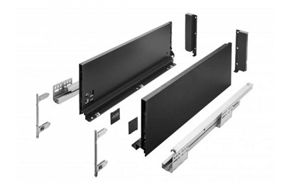 B2c Black Ultraslim Axis Pro Soft Close Kitchen Drawer Box Sides Drawer Runners 86Mm - Short 40Cm