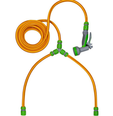 B2C Dog Shower Hot Cold Water Hose Pipe 5M With Gun Yellow Pet Grooming Bath Groomer from B&Q