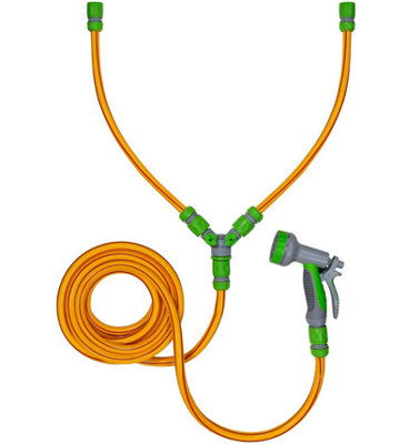 B2C Dog Shower Hot Cold Valve Water Hose Pipe 5M With Gun Yellow Pet Grooming Bath from B&Q