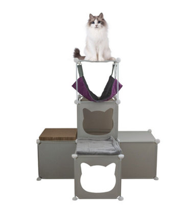 B2C Cat Activity Cubby Cube Play House Tower S M L Climbing Scratcher Hammock Midi from B&Q