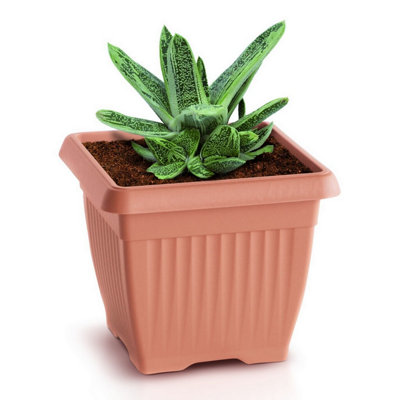 B2C Flowerpot Planter Terra Plant Pot Classic Grey Terracotta Square Terracotta 37Cm from B&Q