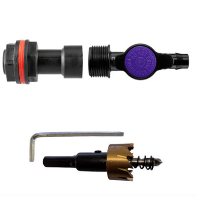 B2C Water Butt Extension Kit With Valve And Drill Bit Set Rain Tank Connectors Extension + 13mm Barb Irrigation Valve from B&Q