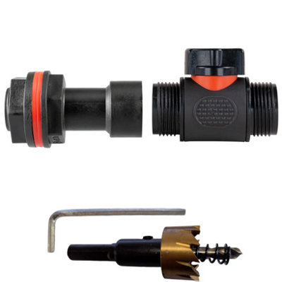B2C Water Butt Extension Kit With Valve And Drill Bit Set Rain Tank Connectors Extender + 3/4"bspm Valve from B&Q