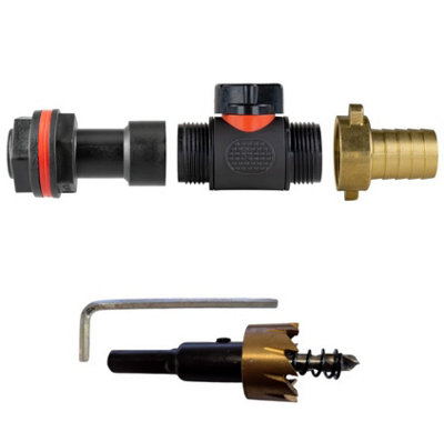 B2C Water Butt Extension Kit With Valve And Drill Bit Set Rain Tank Connectors Extension +3/4"bspm Valve + 19mm Adaptor from B&Q