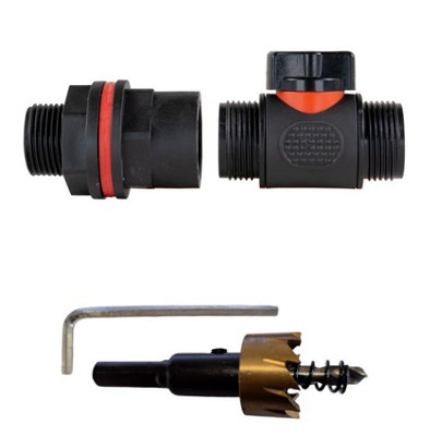 B2C Water Butt Valve Connector Kit Valve Drill Bit Set Rainwater Tank 3/4" Garden In Line Valve 3/4" Bspm from B&Q