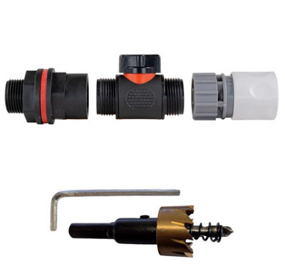 B2C Water Butt Valve Connector Kit Valve Drill Bit Set Rainwater Tank 3/4" Garden from B&Q