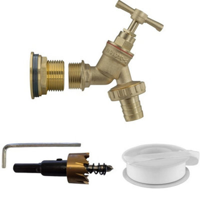 B2C Water Butt Replacement Tap + Drill Bit Brass 3/4" Brass Bib (Barbed) from B&Q