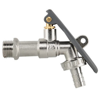 B2C Lockable Lever Tap 1/2" Bspm Inlet With Hose Barb Brass Side Lock /lever Lock Lever Lock Tap from B&Q