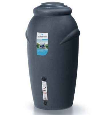 B2C Rainwater Tank Water Butt Plastic Container With Connection Kit Anthracite 210L from B&Q