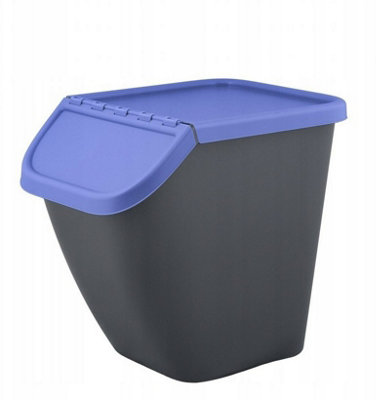 B2C Sorting Waste Bin Recycling 23L Trash Segregation Stackable Lidded Blue from B&Q