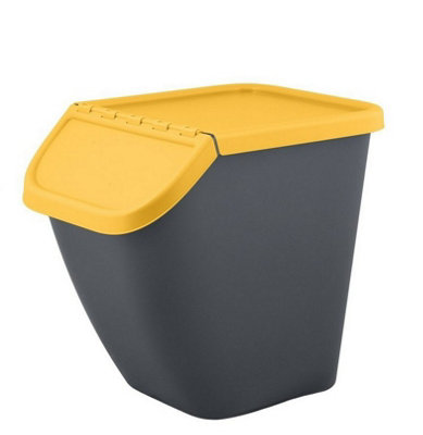 B2C Sorting Waste Bin Recycling 23L Trash Segregation Stackable Lidded Yellow from B&Q