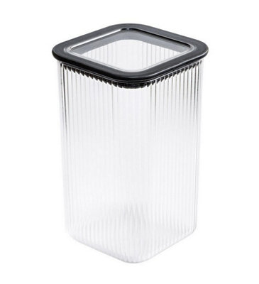 B&Q -  Food Storage Box Container Tall Kitchen Cupboard Organizer Plastic Clear 1.57L (114 X114 X187,6 mm)