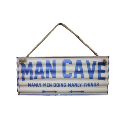 Gifts Direct 2 U Hanging Quote Corrugated SignMan Cave Manly Men Doing Manly Things from B&Q