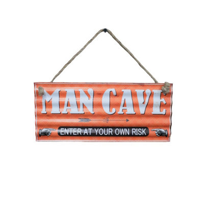 Gifts Direct 2 U Di Corrugated SignMan Cave Enter Own Risk 8343 De from B&Q