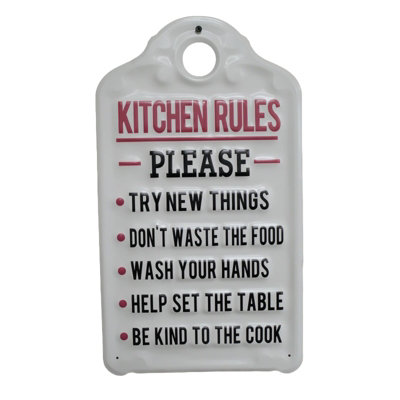 B&Q -  Metal Quote Wall SignKitchen Rules