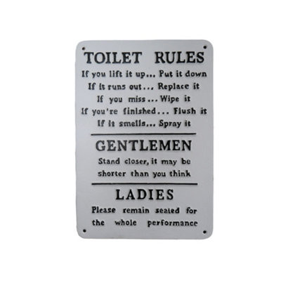 B&Q -  Cast Iron Quote Wall SignToilet Rules