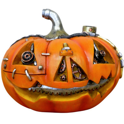Steampunk Pumpkin Halloween Ornament Mechanical Resin Figure Metal Effect - Image 4
