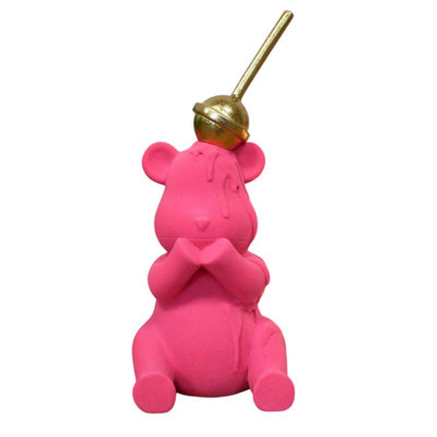 Gifts Direct 2 U Hot Pink Flocked Bear Ornament from B&Q