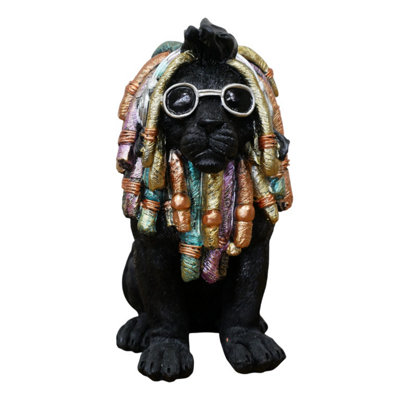 B&Q -  Black Lion With Dreadlocks Ornament Figurine