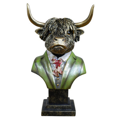 Gifts Direct 2 U Gold Highland Cow Bust Ornament from B&Q