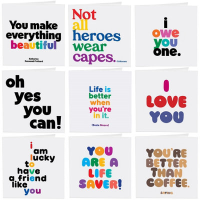 Gifts Direct 2 U Quotable Friendship Quotes Greetings Cards 9 Multipack Assorted from B&Q