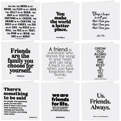 Gifts Direct 2 U Quotable Friendship Quotes Greetings Cards 9 Multipack Assorted from B&Q