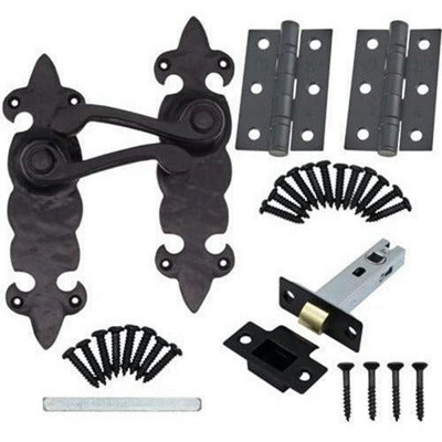 Eai Iron Door Handles Fleur De Lys Iron Door Handles Lever Latch Pack - Cast Iron - Antique Black