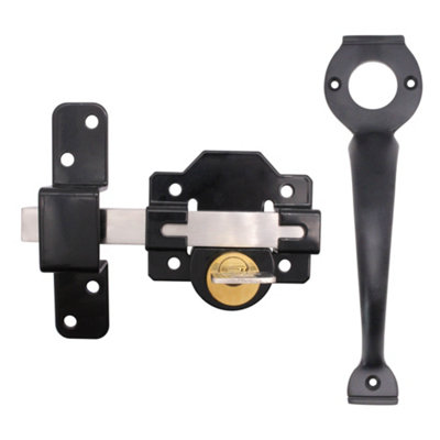 Afit Gate Bolt Lock Long Throw And Pull Handle Suit Gates Up To 70mm Thickness  Key Outside Key Inside from B&Q