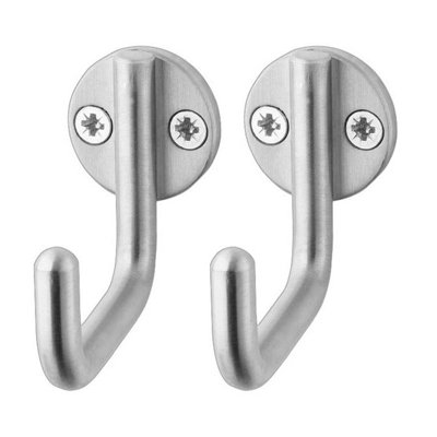 Afit Stainless Robe Hook55mmPack Of 2Satin Stainless Teel from B&Q