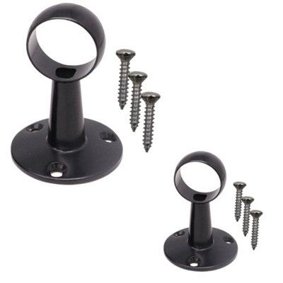 B&Q -  Black Wardrobe Rail Centre Bracket25 X 65mmPack Of 2