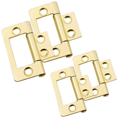 Afit Steel Brass Plated Flush Cabinet Hinges40mmPack Of 2 Pairs from B&Q
