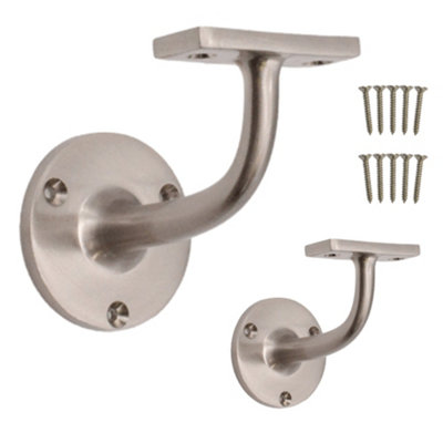 Afit Handrail Bracket Satin Nickel Pack 2 Banister Brackets Stair Banister Wall Handrail 63mm from B&Q