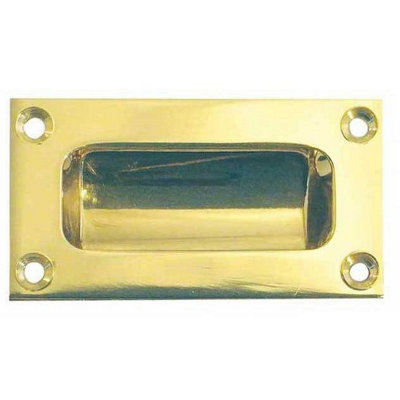 Afit Polished Brass Rectangular Flush Cabinet Door Pull 102mm from B&Q