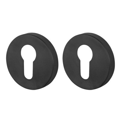 Afit Matt Black Euro Profile Keyhole EscutcheonPair from B&Q