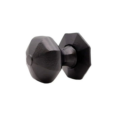 Afit Black Iron Knobset Octagonal Mortice / Rim Antique Wrought Cast Tudor Style from B&Q