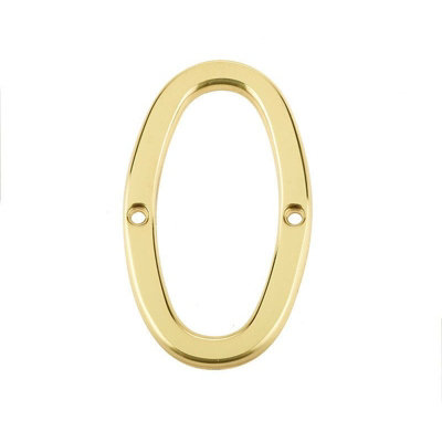 Afit Polished Brass Door NumberNumeral 0Screw Fix 75mm from B&Q