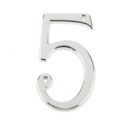 Afit Polished Chrome Door NumberNumeral 5Screw Fix 75mm from B&Q