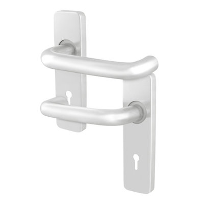 Afit Satin Fire Door Lock HandlesAluminium 19mm Return To Door Lever On Backplate Fire Rated Handles from B&Q