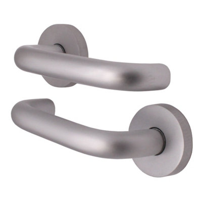 Afit Satin Fire Door HandlesAluminium 19mm Return To Door Lever On Rose Fire Rated Handles from B&Q